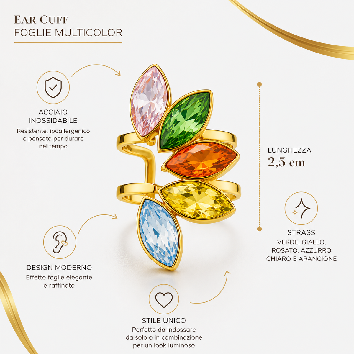Orecchino Cuff Zante Multicolor
