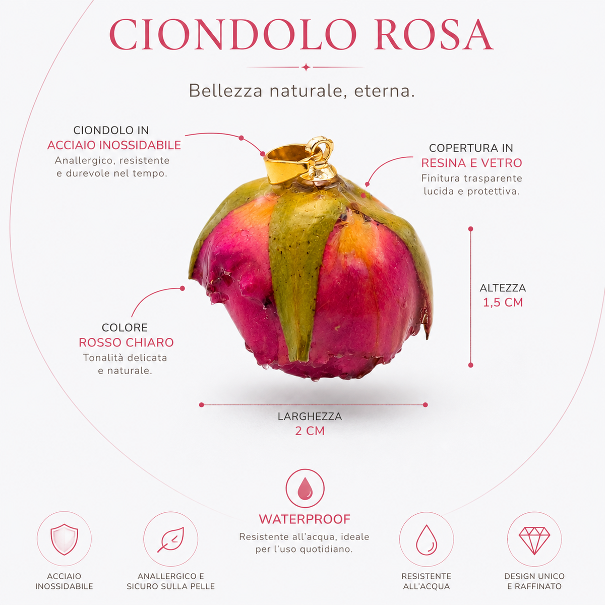 Ciondolo FIORE di ROSA